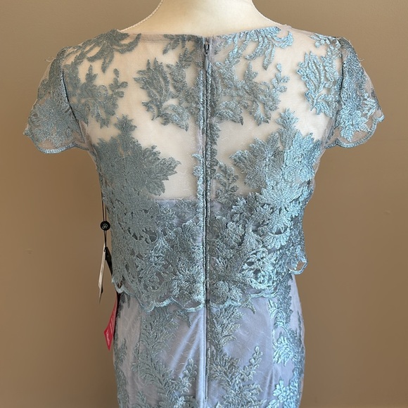 Adrianna Papell Formal Embroidered Lace Periwinkle Blue Dress Size 8 - Picture 6 of 7